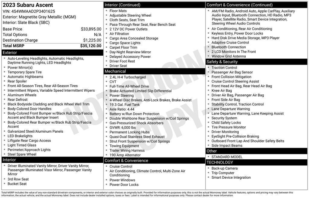 used 2023 Subaru Ascent car, priced at $21,842