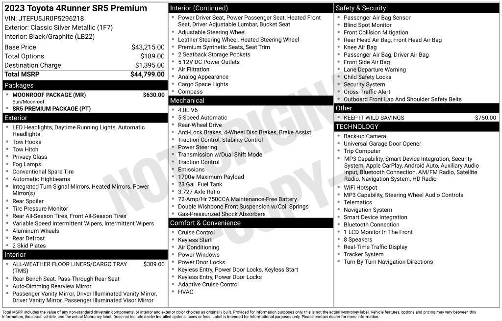 used 2023 Toyota 4Runner car, priced at $40,439