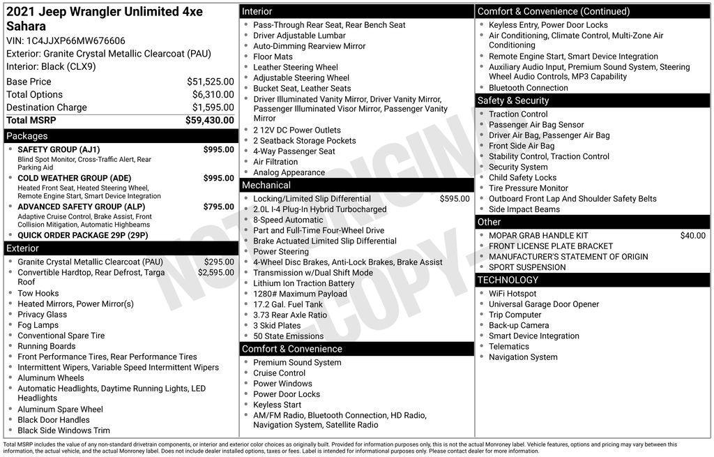 used 2021 Jeep Wrangler Unlimited 4xe car, priced at $23,695