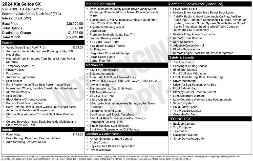 used 2024 Kia Seltos car, priced at $23,242