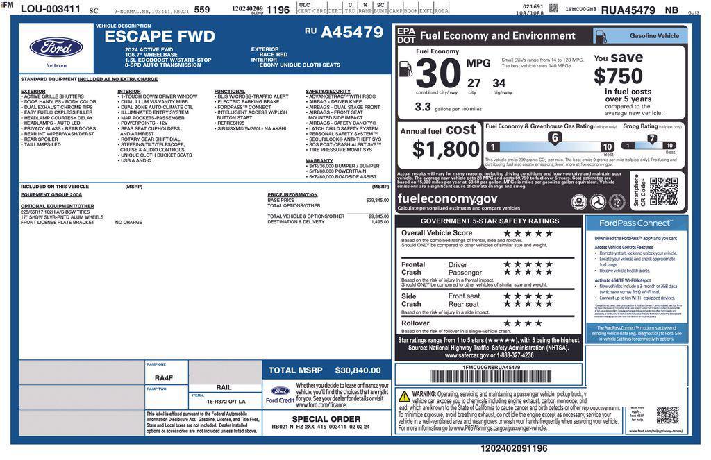 used 2024 Ford Escape car, priced at $20,790