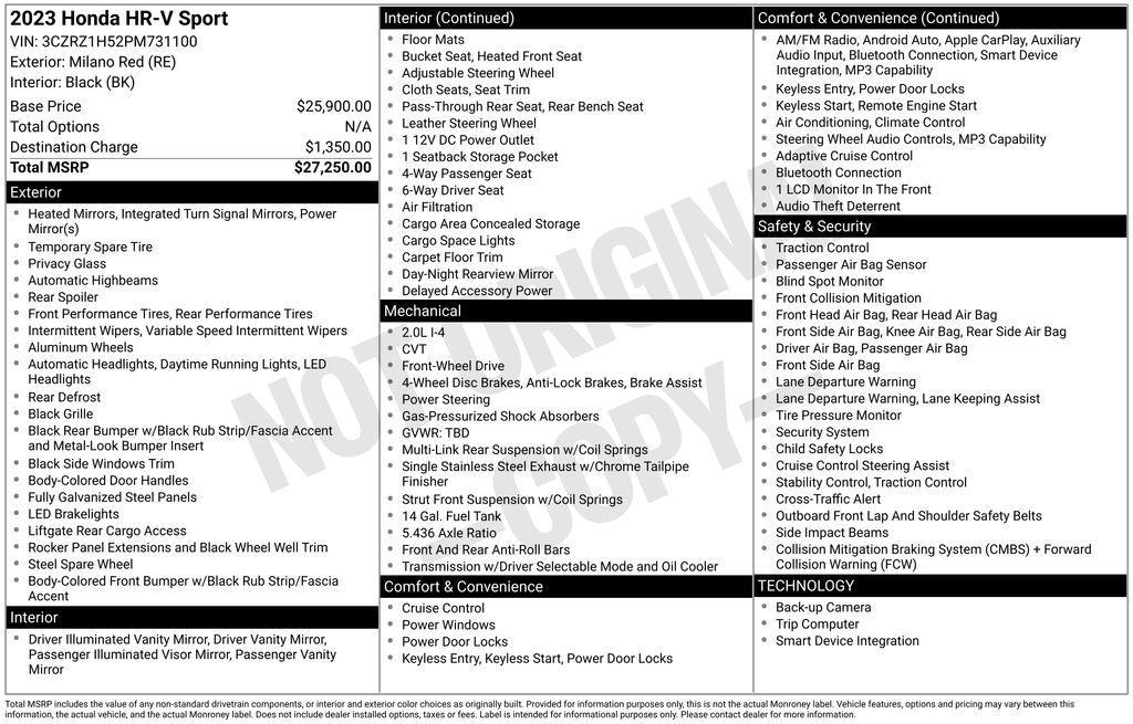 used 2023 Honda HR-V car, priced at $22,931