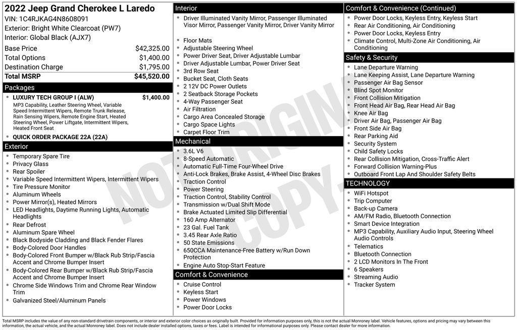 used 2022 Jeep Grand Cherokee L car, priced at $28,442