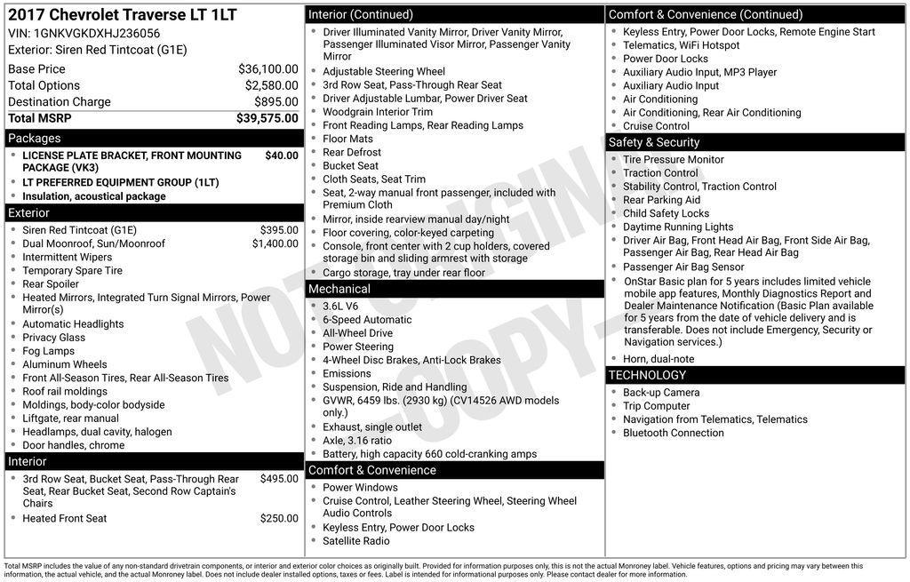 used 2017 Chevrolet Traverse car, priced at $9,858