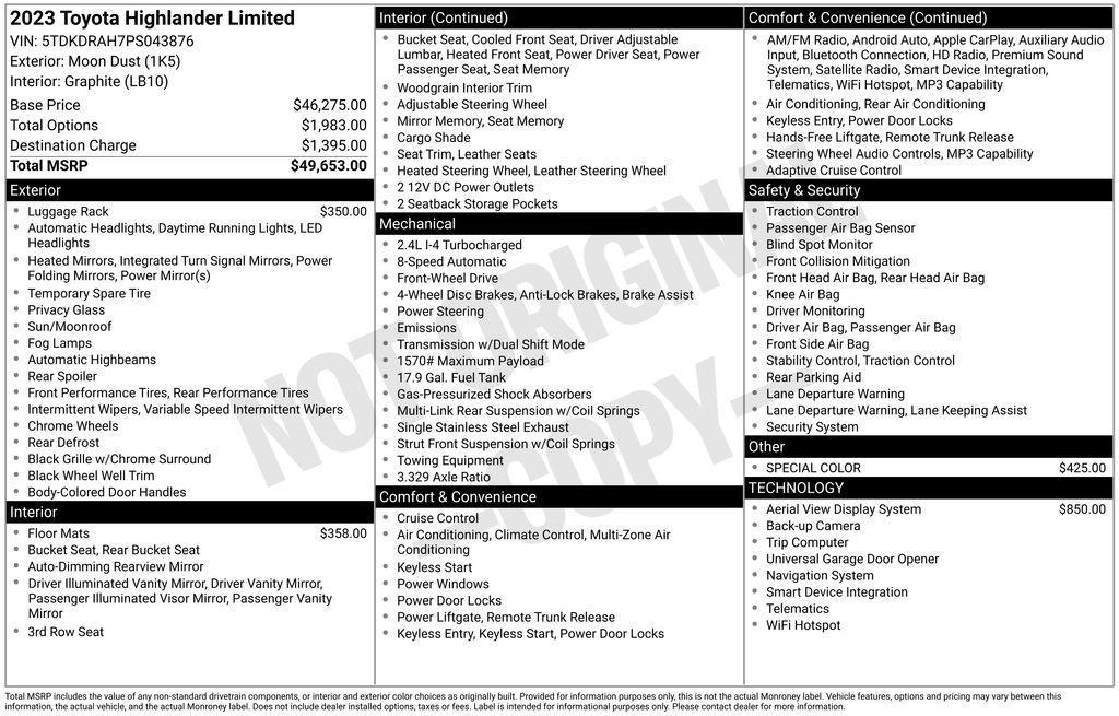 used 2023 Toyota Highlander car, priced at $41,121