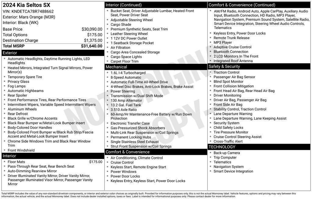 used 2024 Kia Seltos car, priced at $21,295