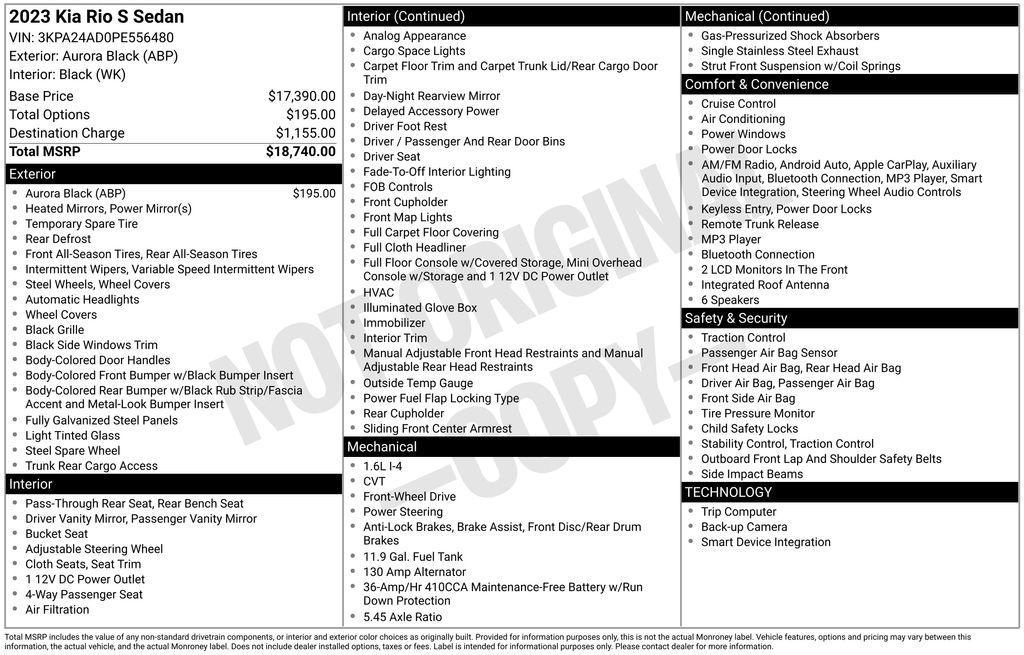 used 2023 Kia Rio car, priced at $14,495