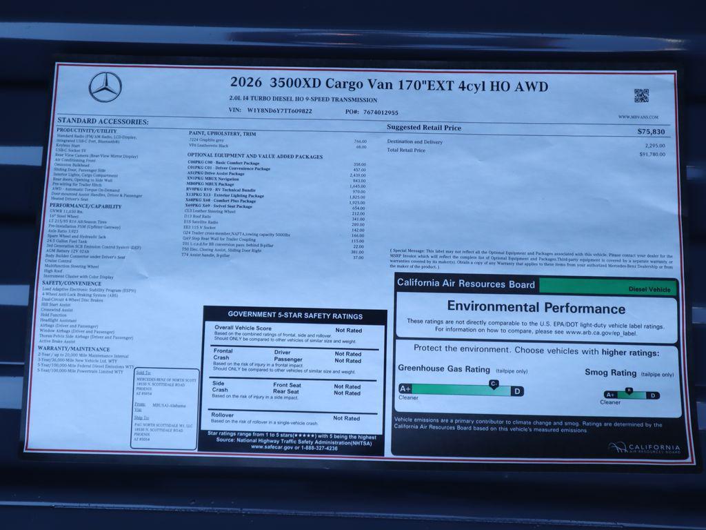 new 2026 Mercedes-Benz Sprinter 3500XD car, priced at $92,422