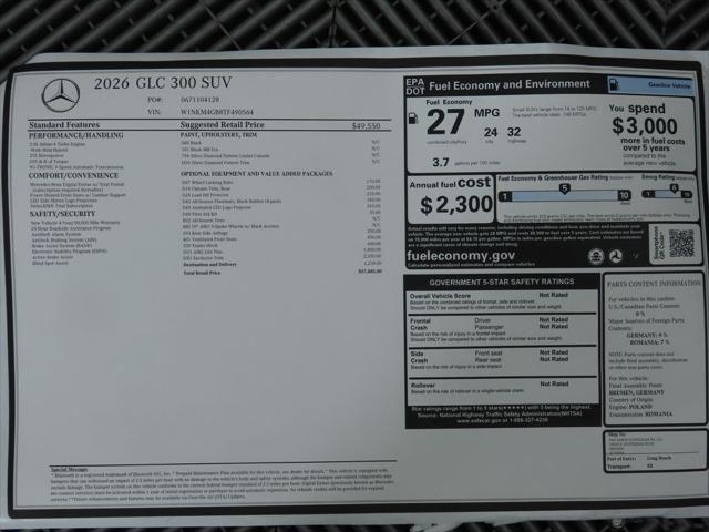 new 2026 Mercedes-Benz GLC 300 car, priced at $57,485