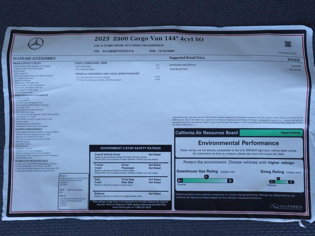 new 2025 Mercedes-Benz Sprinter 2500 car, priced at $55,305