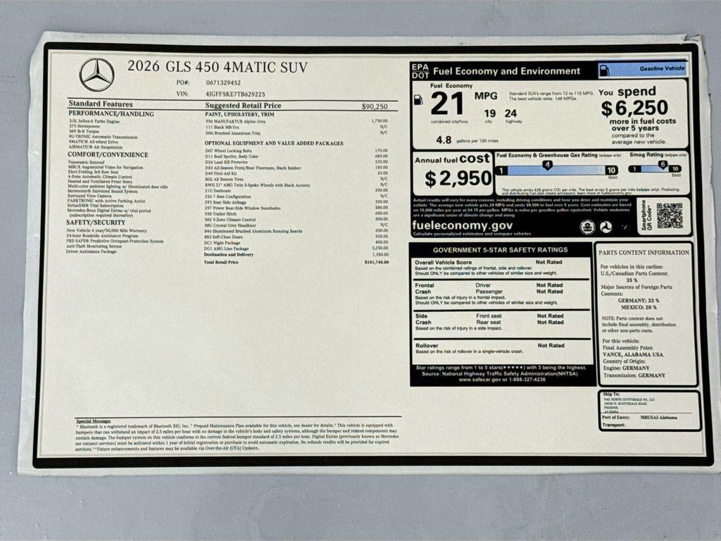 new 2026 Mercedes-Benz GLS 450 car, priced at $101,740
