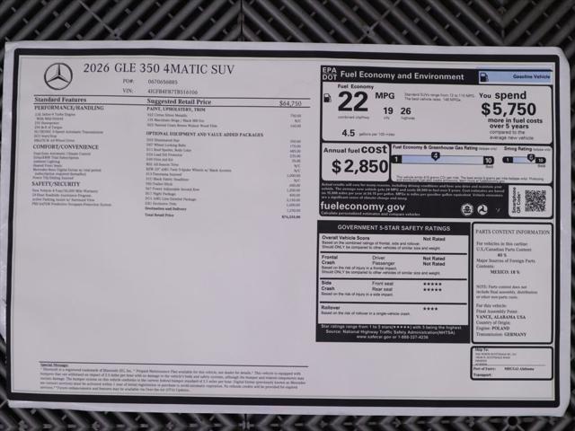 new 2026 Mercedes-Benz GLE 350 car, priced at $76,335