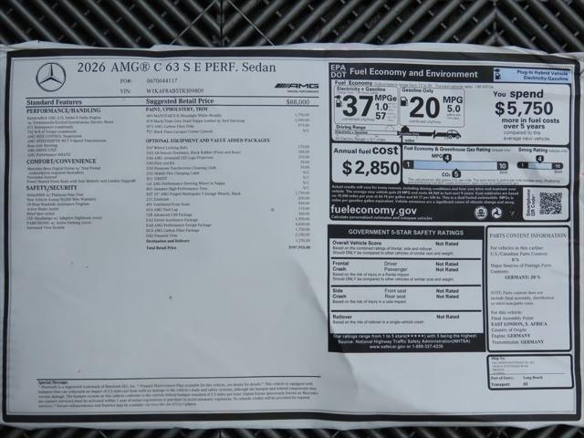 new 2026 Mercedes-Benz AMG C 63 car, priced at $107,955