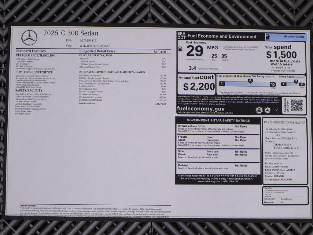 used 2025 Mercedes-Benz C-Class car, priced at $43,597