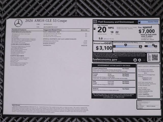 new 2026 Mercedes-Benz AMG GLE 53 car, priced at $100,225