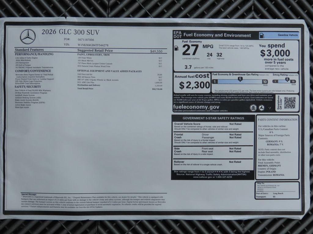 new 2026 Mercedes-Benz GLC 300 car, priced at $52,735