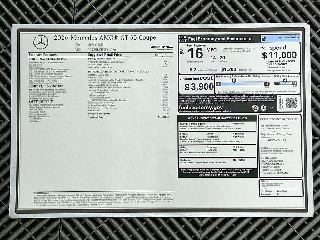 new 2026 Mercedes-Benz AMG GT 55 car, priced at $165,705