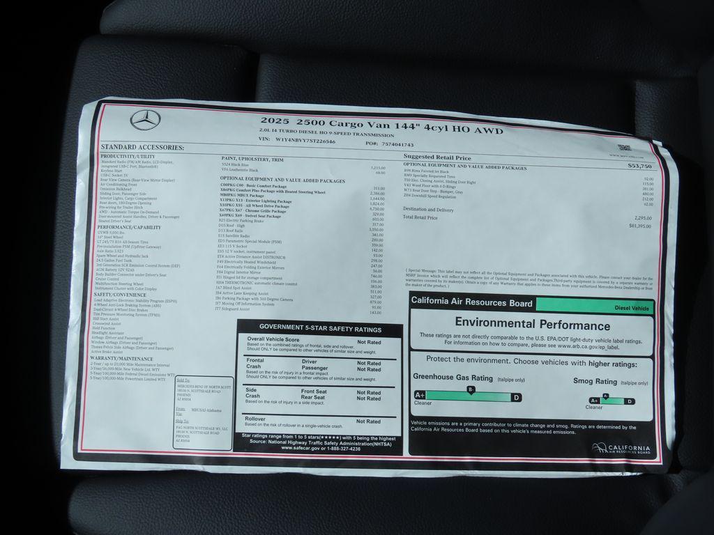 new 2025 Mercedes-Benz Sprinter 2500 car, priced at $81,395