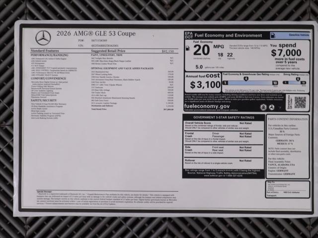 new 2026 Mercedes-Benz AMG GLE 53 car, priced at $97,800