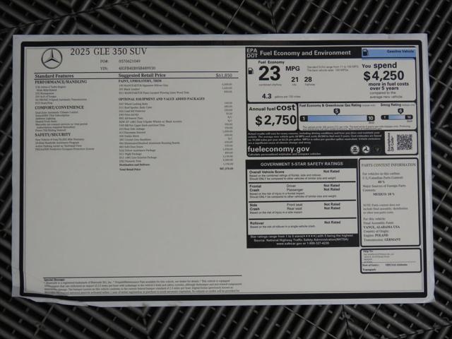 new 2025 Mercedes-Benz GLE 350 car, priced at $87,370