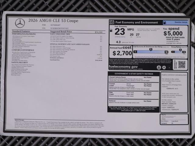 new 2026 Mercedes-Benz AMG CLE 53 car, priced at $102,350