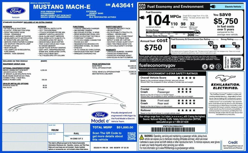 new 2025 Ford Mustang Mach-E car, priced at $49,431