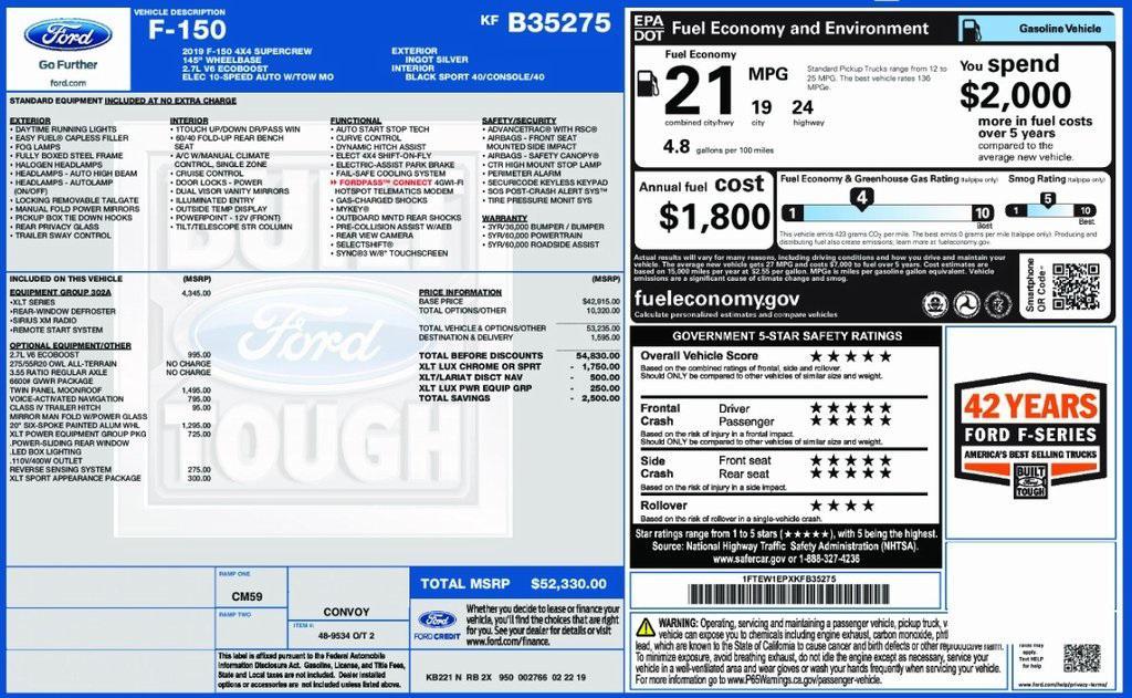 used 2019 Ford F-150 car, priced at $18,780