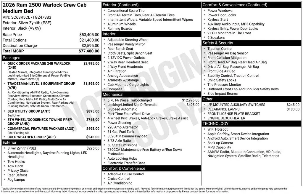 new 2026 Ram 2500 car, priced at $72,661