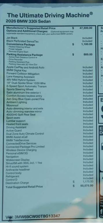 new 2026 BMW 330 car, priced at $50,575