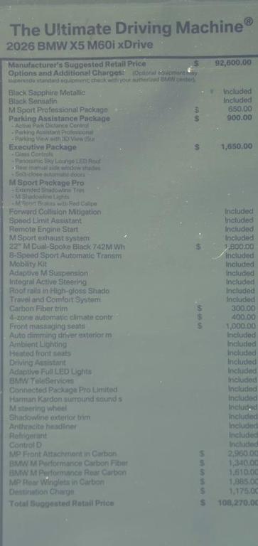 new 2026 BMW X5 car, priced at $108,270