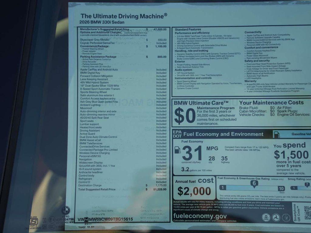 new 2026 BMW 330 car, priced at $51,225
