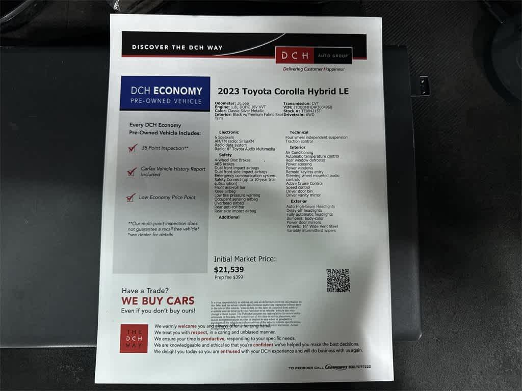 used 2023 Toyota Corolla Hybrid car, priced at $22,390