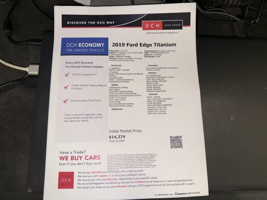 used 2019 Ford Edge car, priced at $14,998