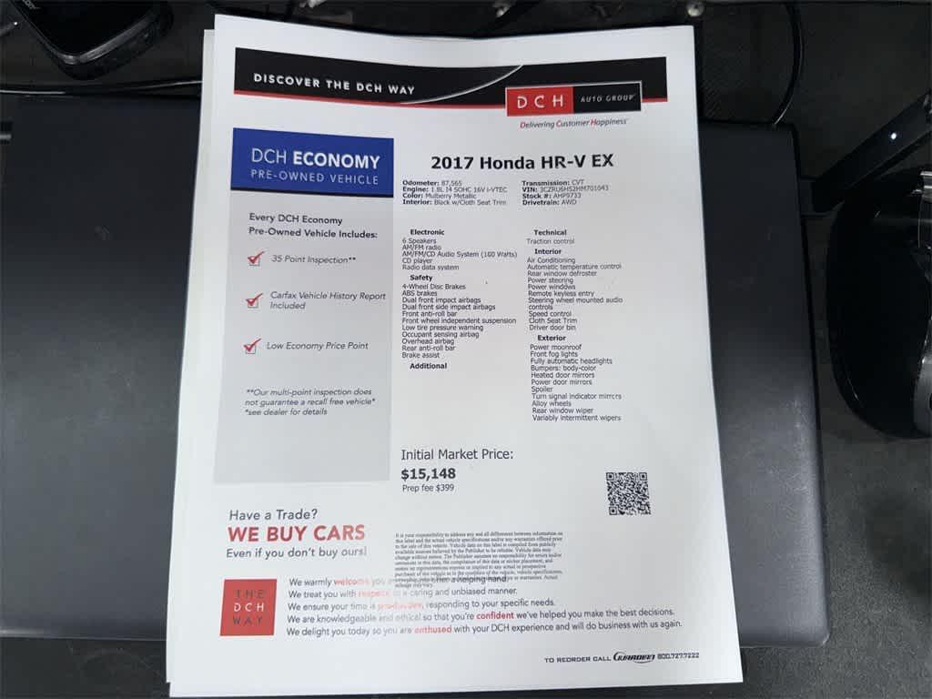 used 2017 Honda HR-V car, priced at $14,187