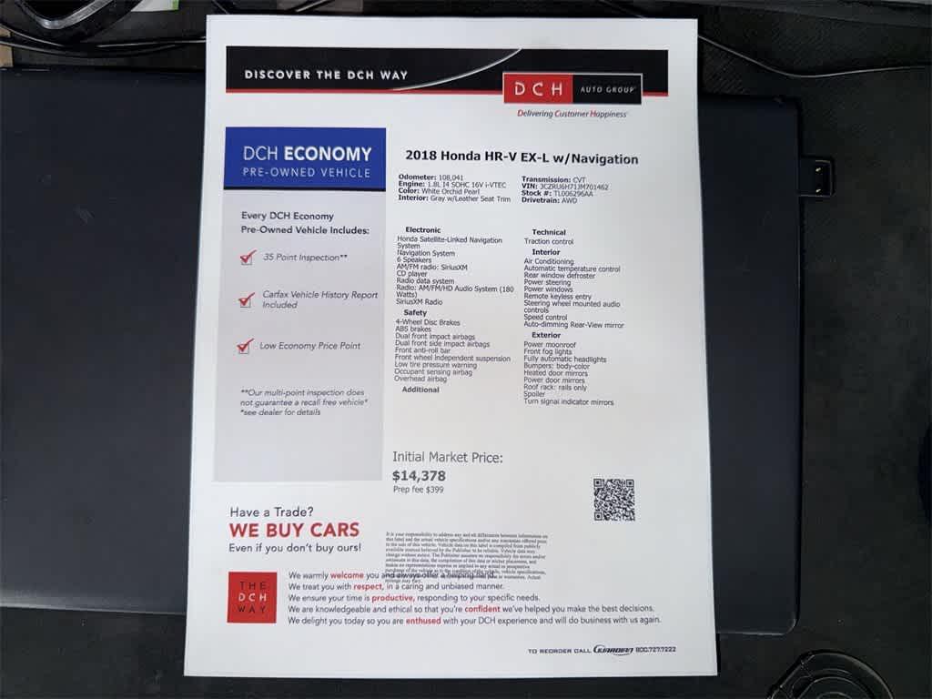used 2018 Honda HR-V car, priced at $14,378