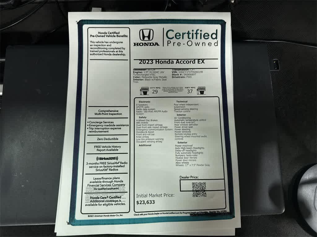 used 2023 Honda Accord car, priced at $22,950