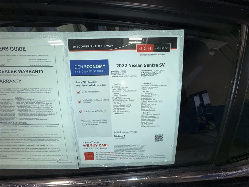 used 2022 Nissan Sentra car, priced at $16,953