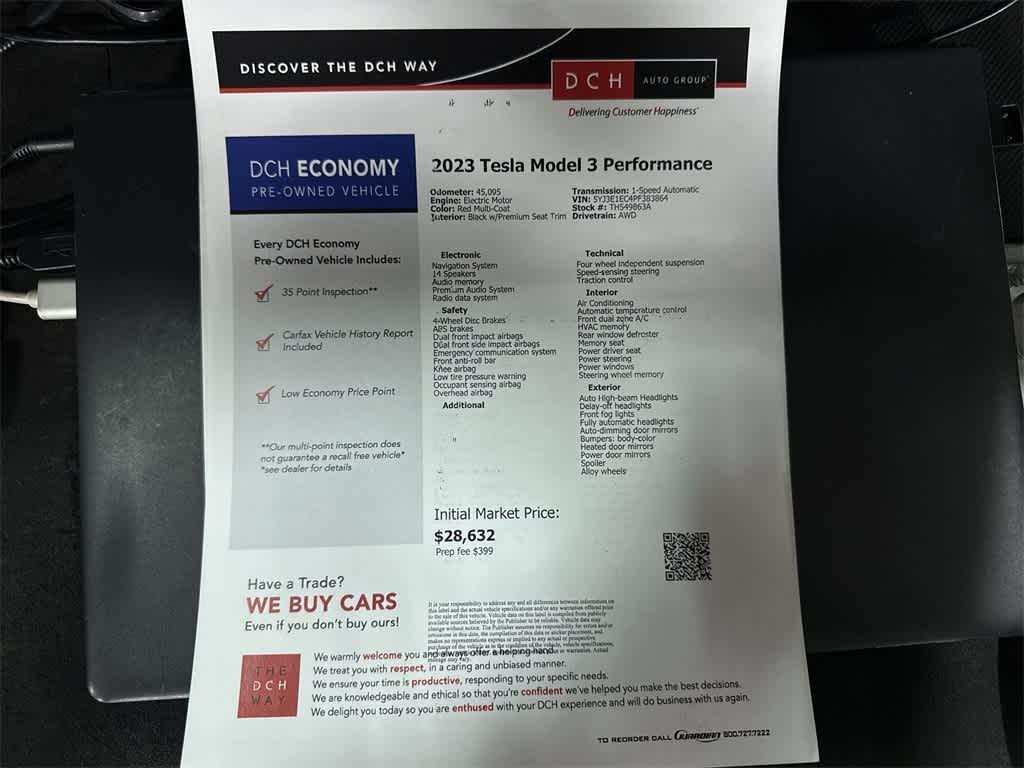 used 2023 Tesla Model 3 car, priced at $28,285