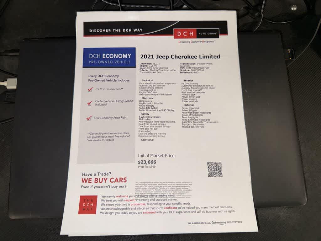 used 2021 Jeep Cherokee car, priced at $22,275