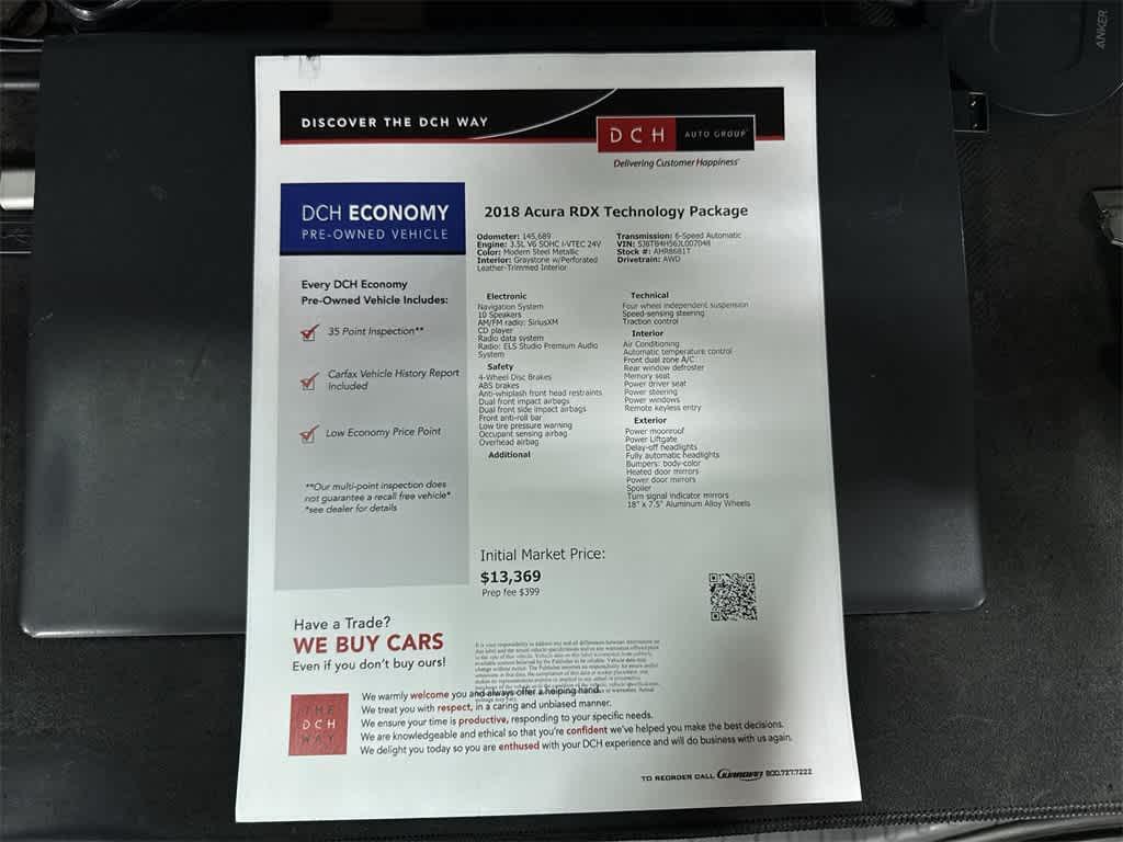 used 2018 Acura RDX car, priced at $13,000