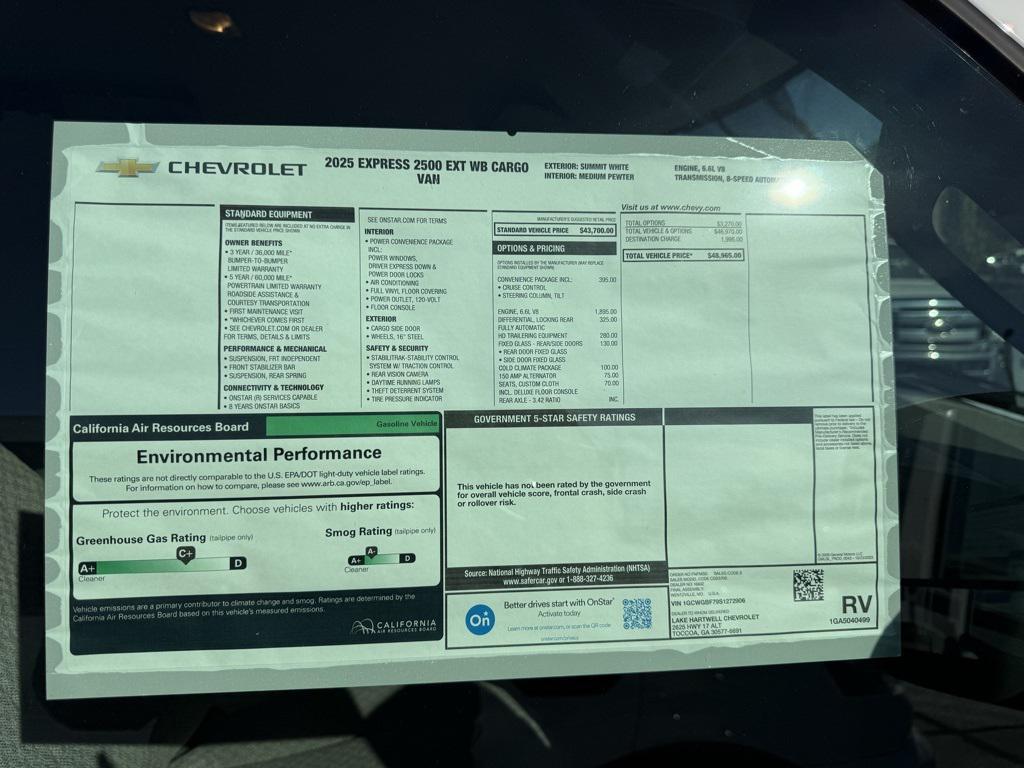 new 2025 Chevrolet Express 2500 car, priced at $48,965