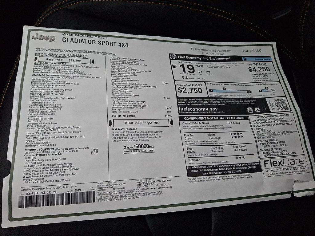 new 2025 Jeep Gladiator car, priced at $45,005