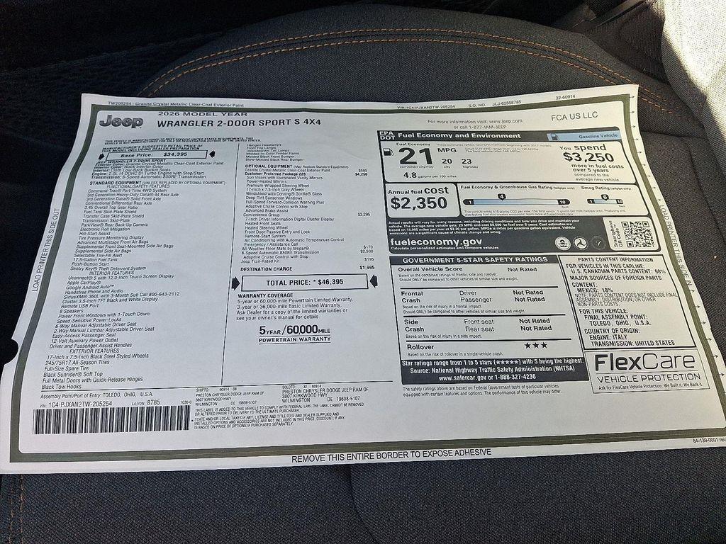 new 2026 Jeep Wrangler car, priced at $45,395