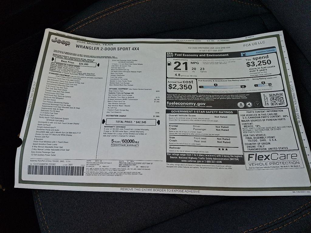 new 2026 Jeep Wrangler car, priced at $41,000