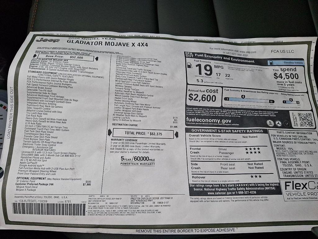 new 2026 Jeep Gladiator car, priced at $60,875