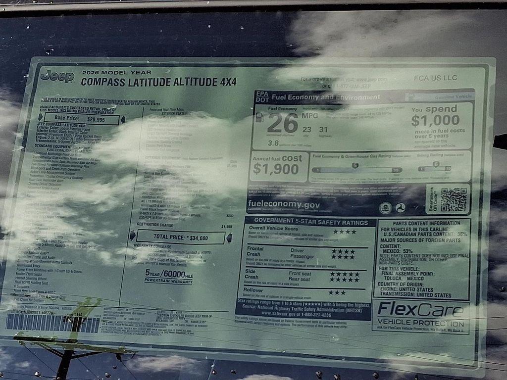 new 2026 Jeep Compass car, priced at $33,080