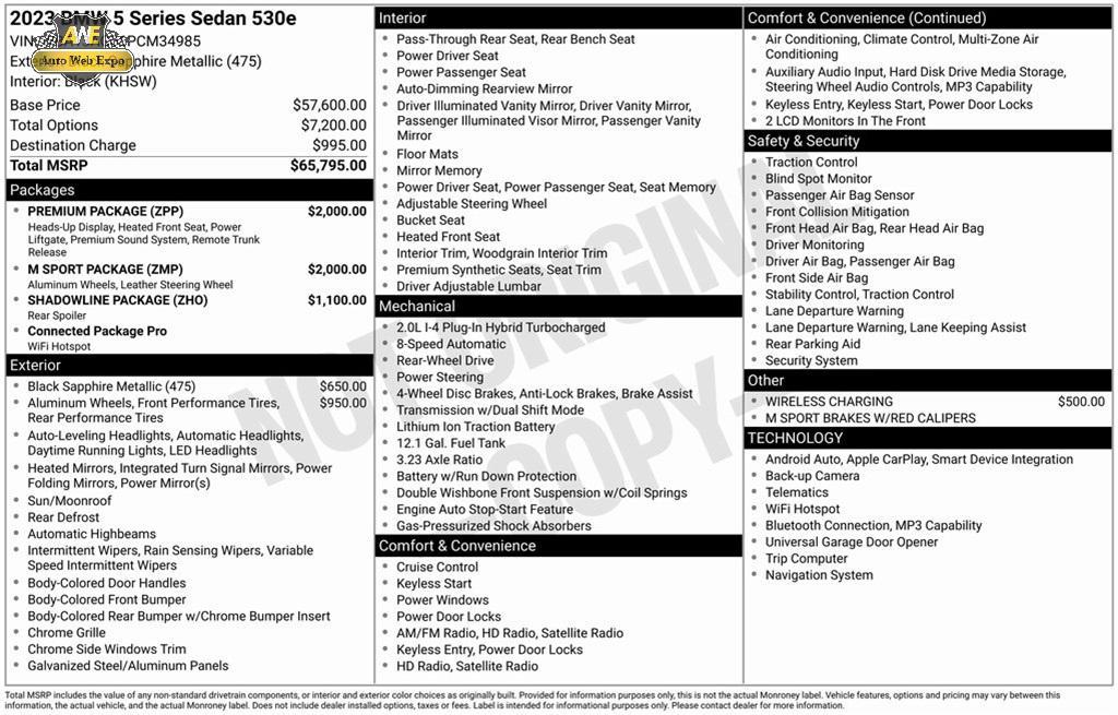 used 2023 BMW 530e car, priced at $32,961
