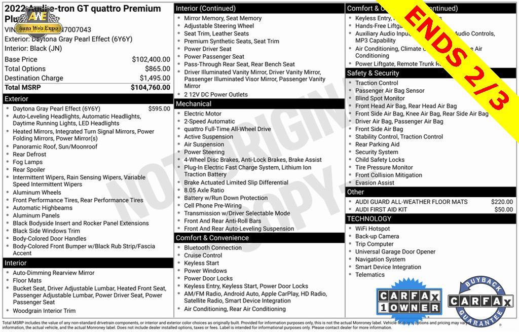 used 2022 Audi e-tron GT car, priced at $39,498