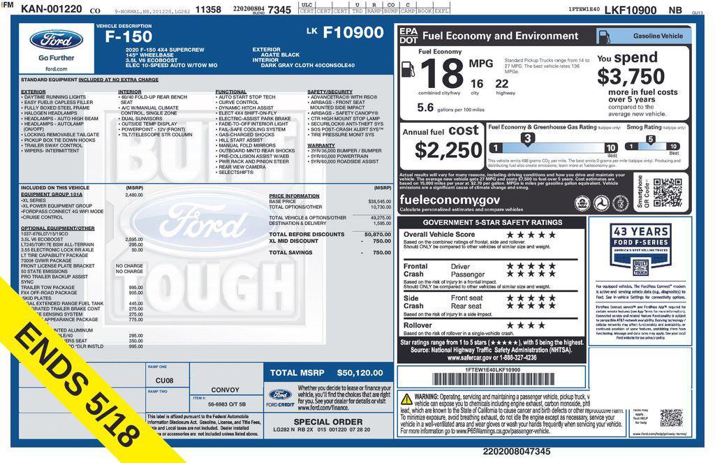 used 2020 Ford F-150 car, priced at $33,619