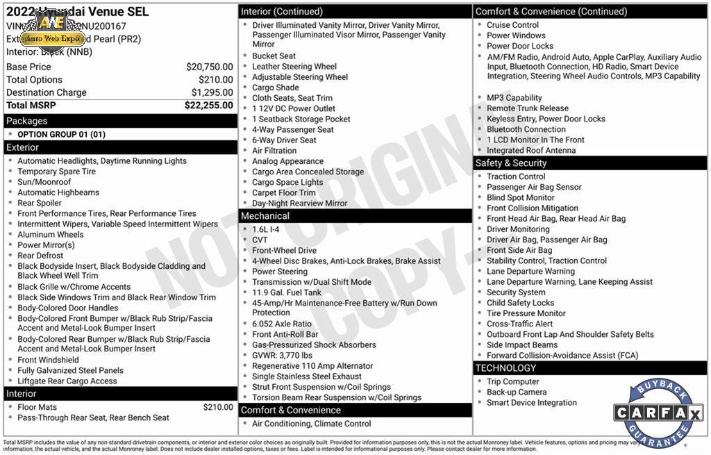 used 2022 Hyundai Venue car, priced at $15,897